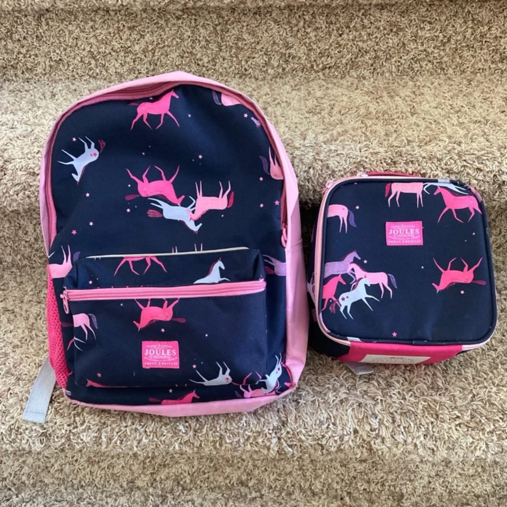 Joules Girls’ Unicorn Backpack and Lunchbox
